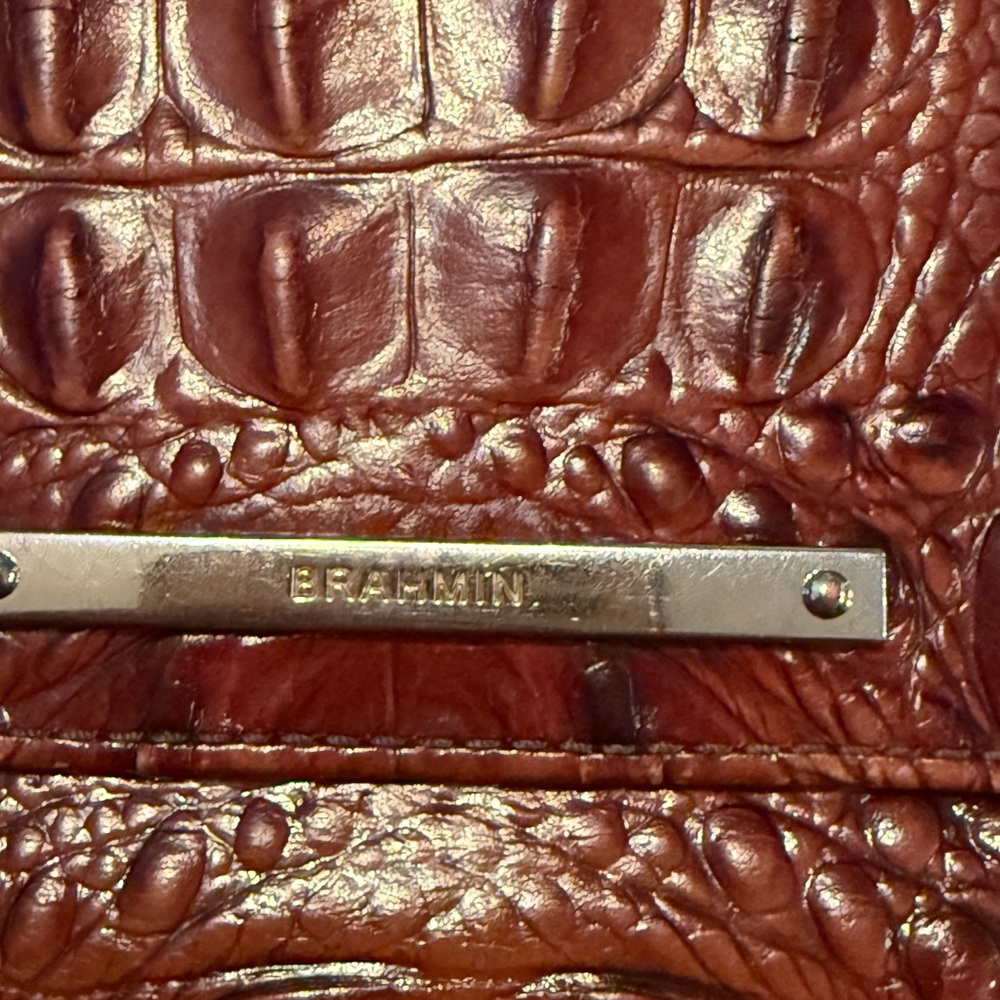 Brahmin Cordelia Pecan Melbourne Rich Brown Embossed Wallet - Picture 8 of 15
